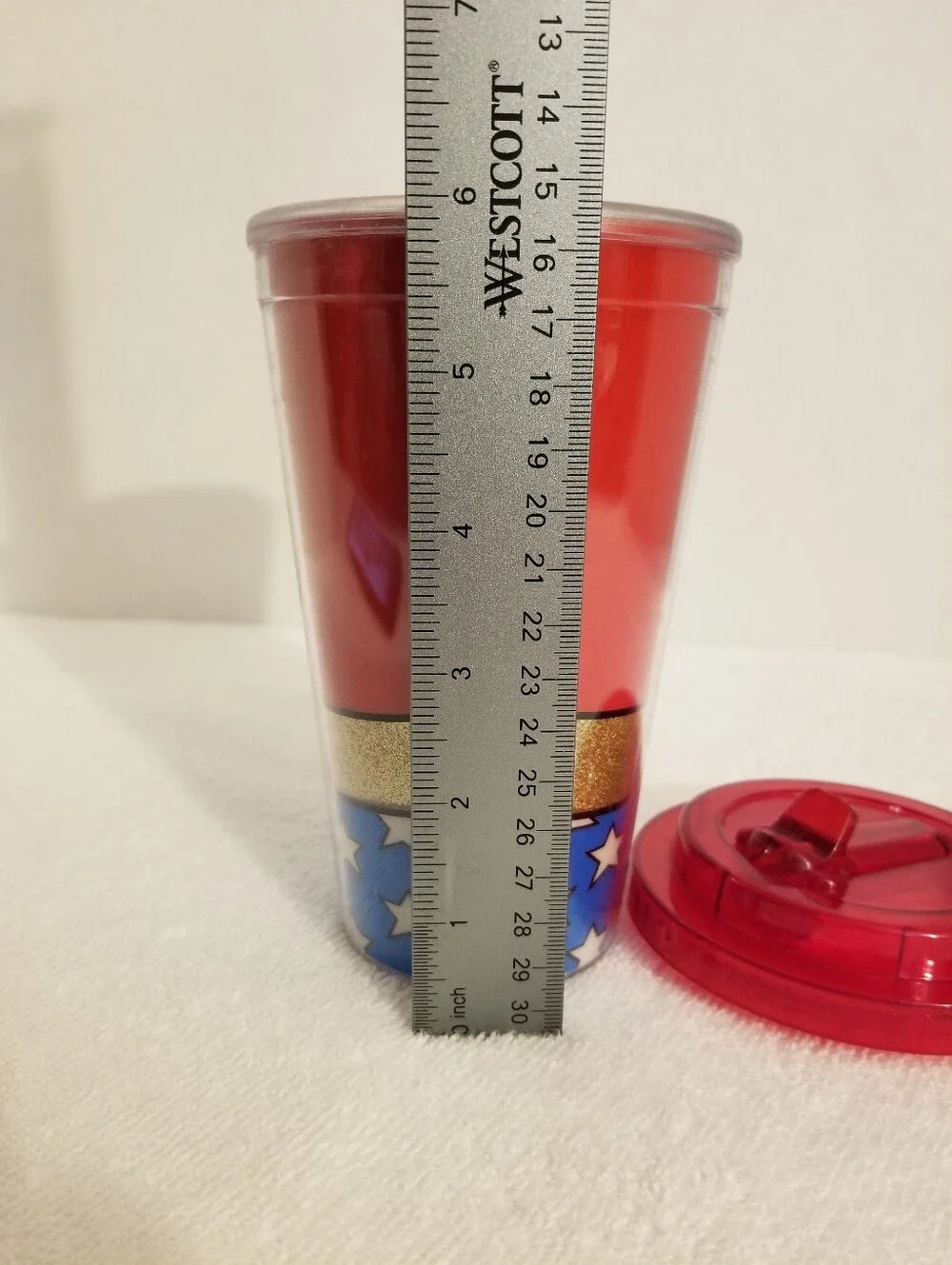 Red Glitter Wonder Woman Reusable Drink Tumbler